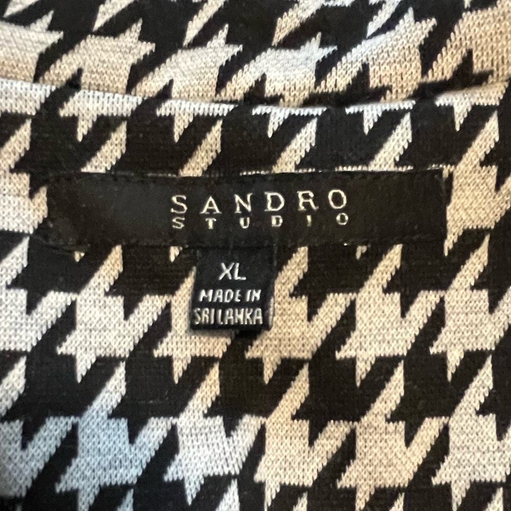 Sandro Black and White Houndstooth Blazer Size XL - Picture 2 of 7